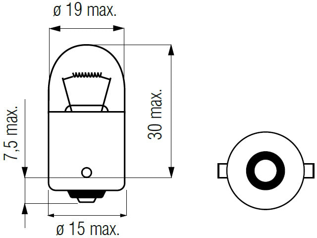 Bosma lamp BA15s, 5W, 28V HD