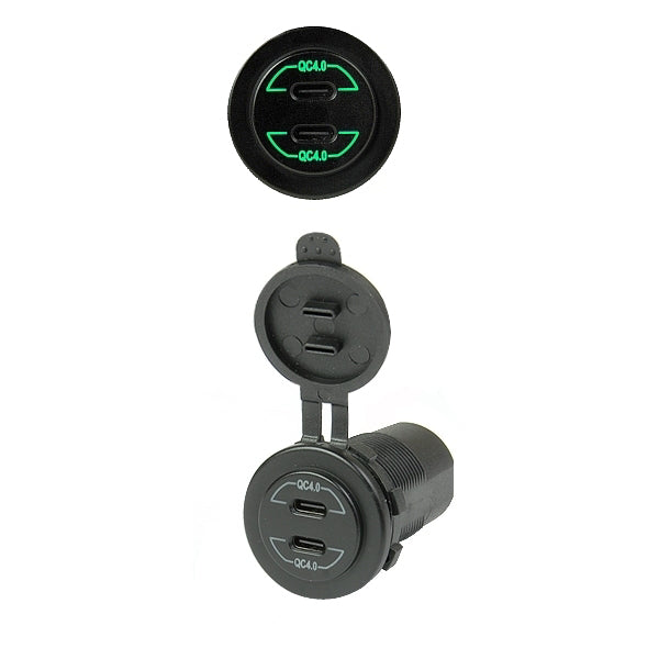 Mounted car charger, green