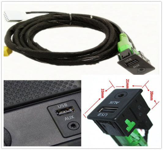 USB and AUX connection with holder