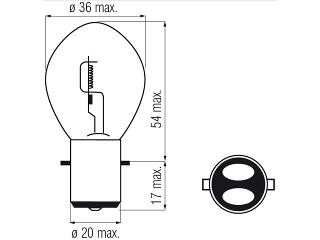 Bosma lamp BA20d, 45/40W Voltage: 6 V