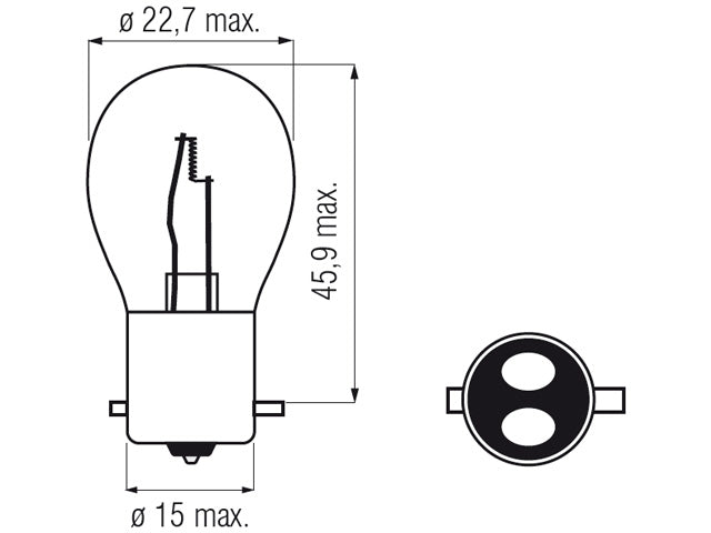Bosma lamp BAX15d, 20/20W Voltage: 6 V