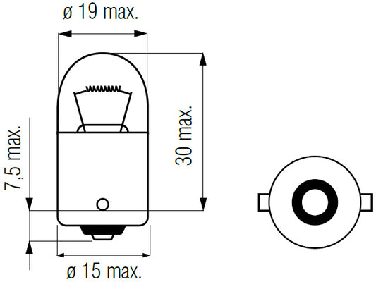 Bosma bulb BA15s, 10W, R10W