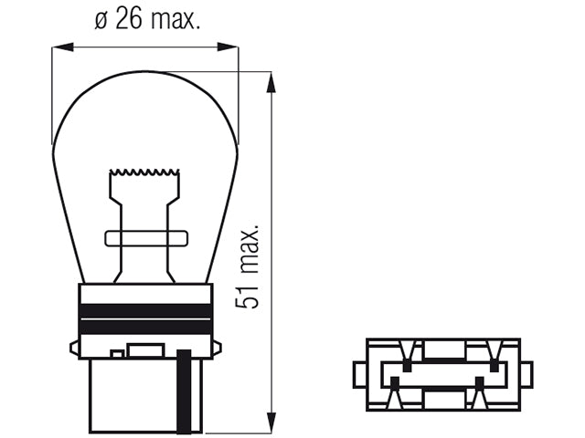 Bosma bulb S25d, 32CP, P27W, amber