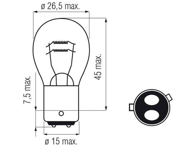Bosma lamp BAZ15d, 21/4W, P21/4W
