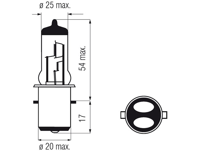 Bosma lamp BA20d, 35/35W