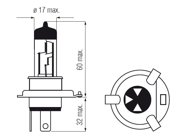 Bosma bulb H4, 60/55W 12V P43t compl.