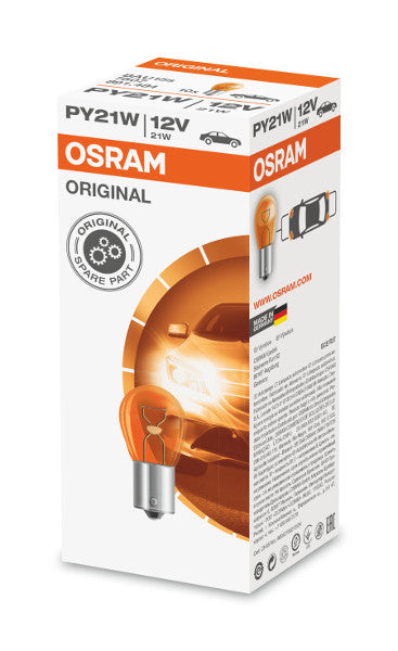 Osram bulb, PY21W, 21W, BAU15s, orange