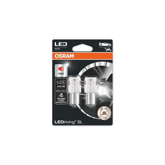 Osram LED bulbs, P21W BA15s red,