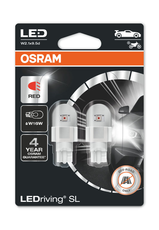 Osram LED bulbs, W16W T15 W2.1x9.5d 12