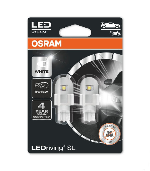 Osram LED bulbs, W16W T15 W2.1x9.5d 12