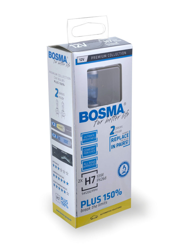 Bosma bulb H7, 55W, 12V, Plus 150%, P