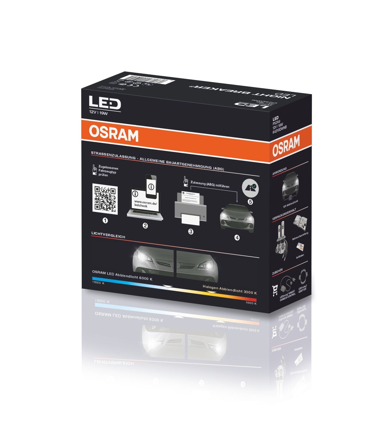 Osram LED main lights H7, 6000K,