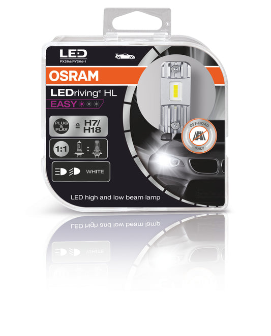 Osram LED pagrindinės šviesos H7/H18, 6000K, LEDriving HL, 2vn, 64