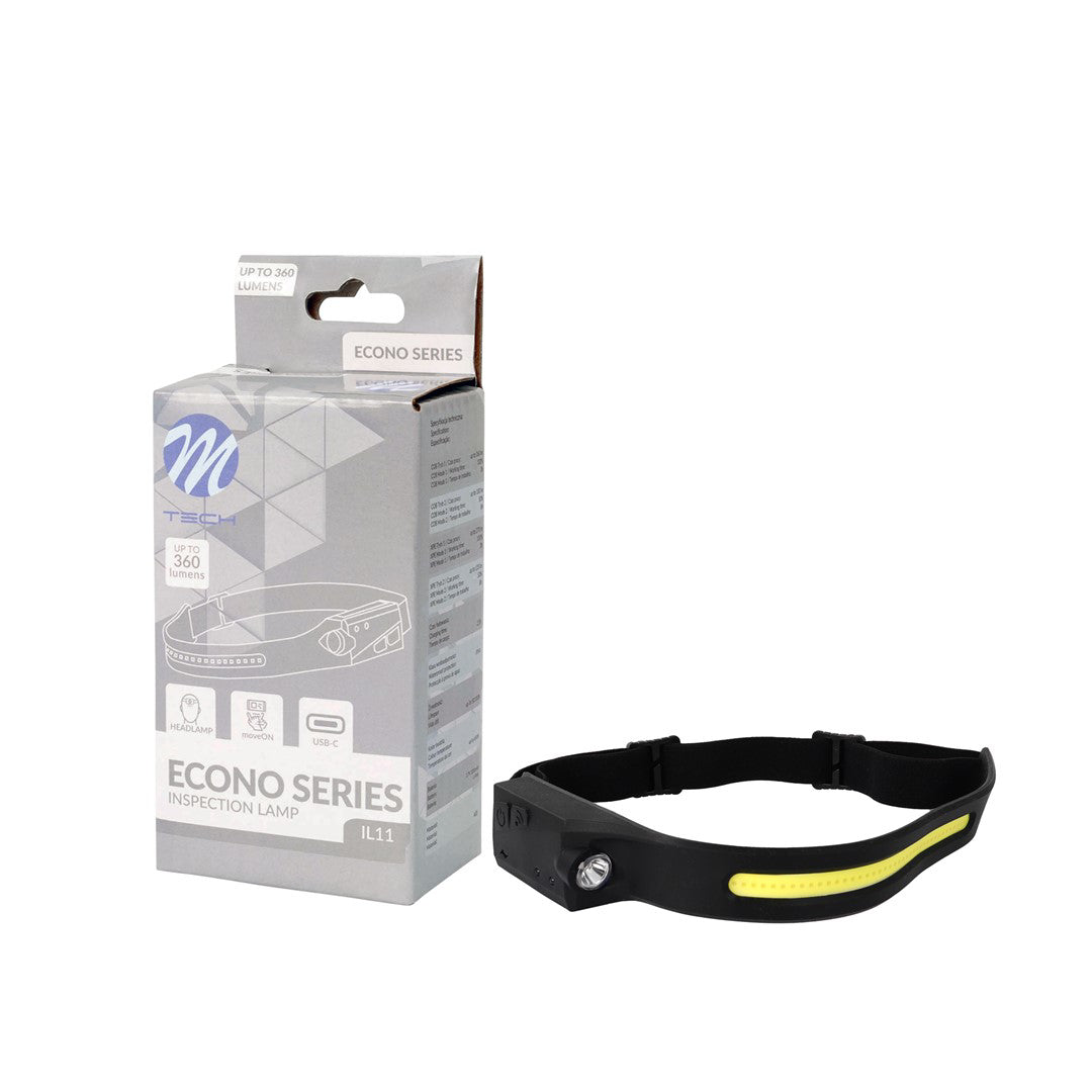 Spotlight on the head, with movement sensor
